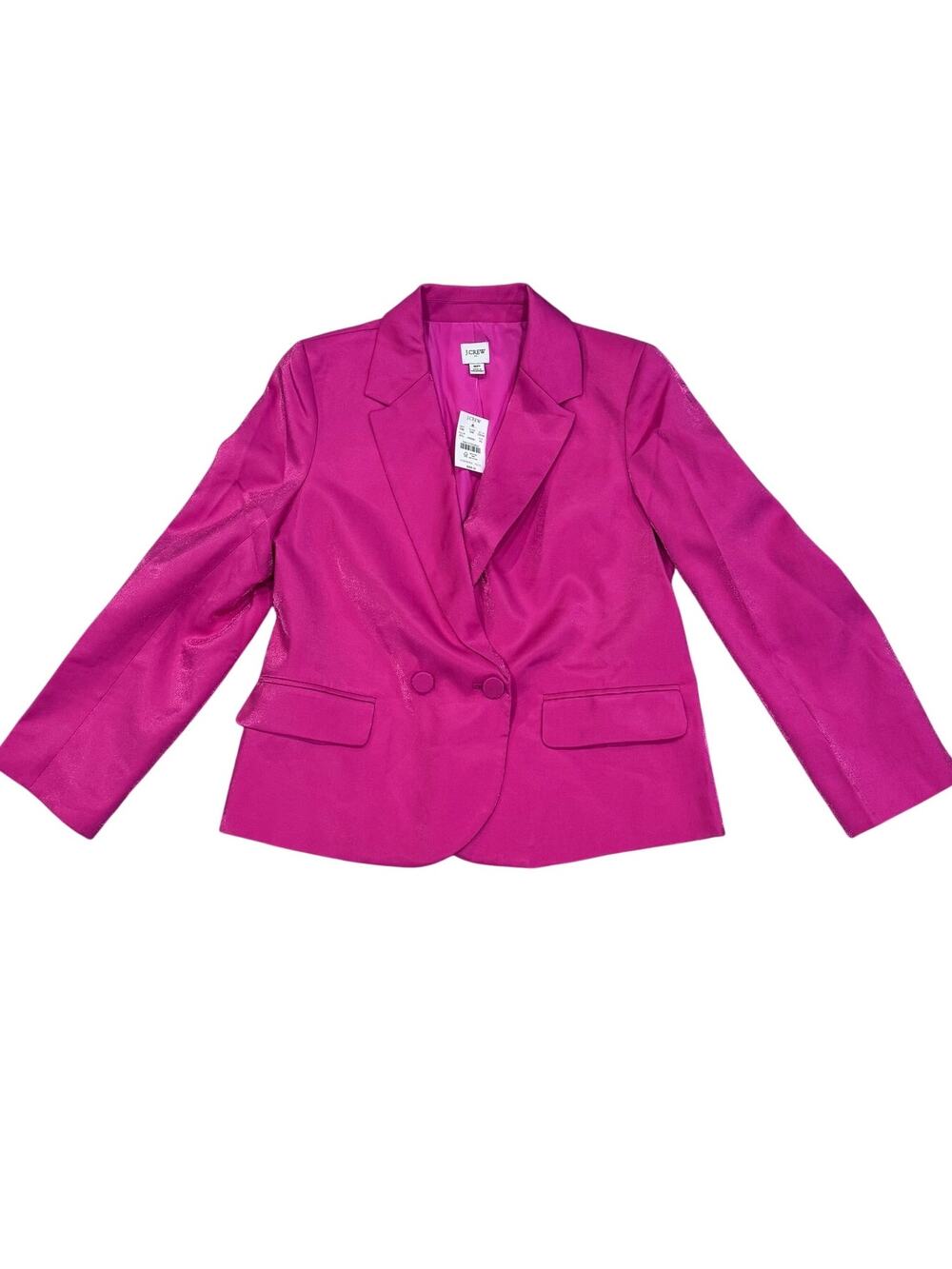 J.Crew Factory Shine Double Breasted Blazer Women 8P Pink Satin NWT
